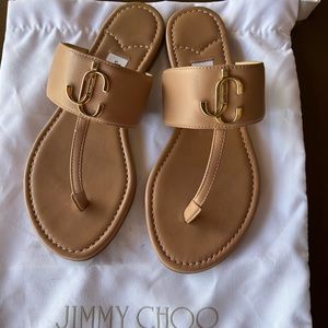 Jimmy choo slippers light beige.